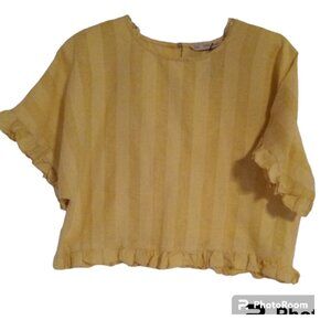 Zara Basic linen blend oversized boho crop top sz XS/S